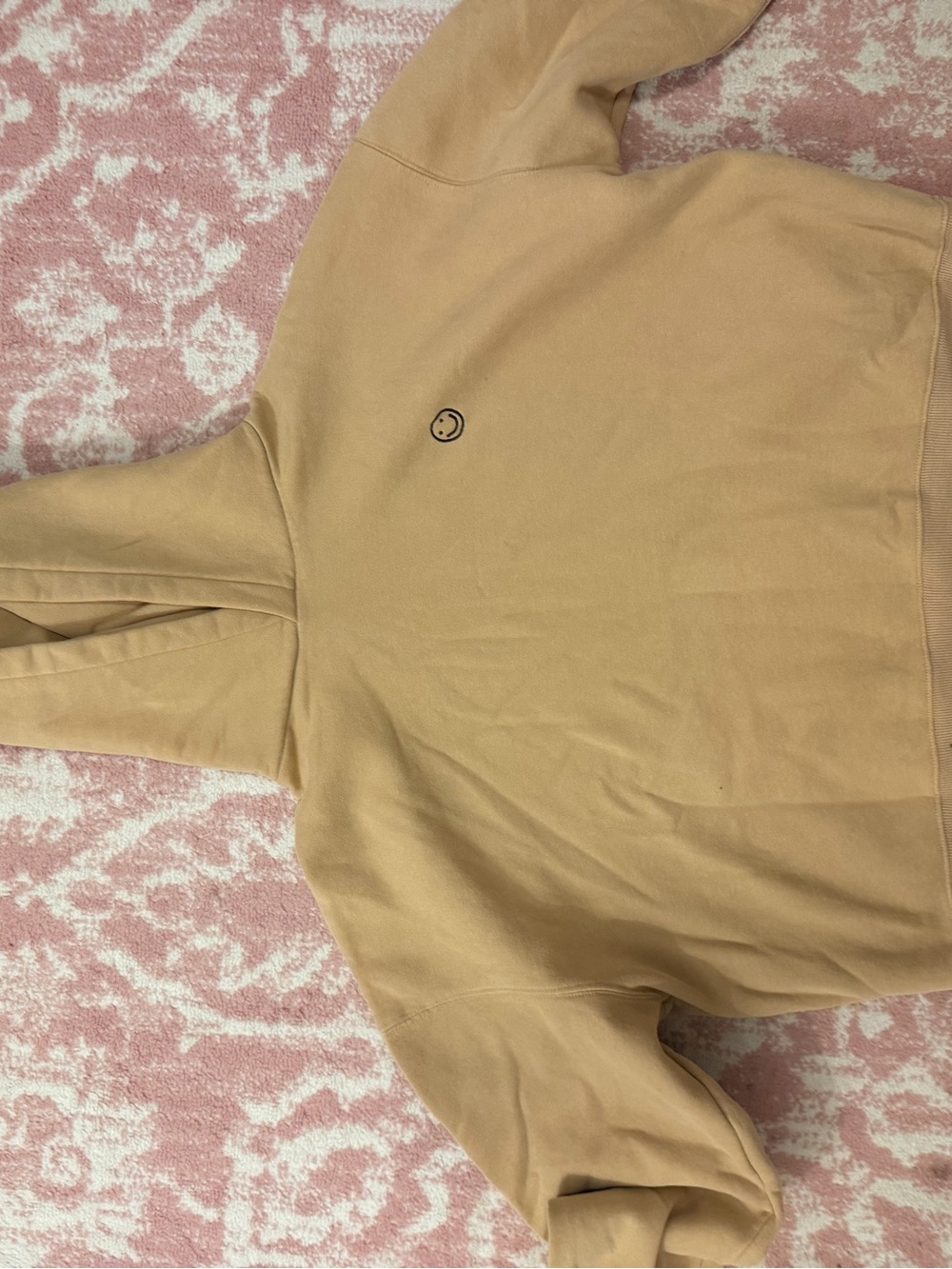 Beige Smiley Pullover Hoodie - Unbranded